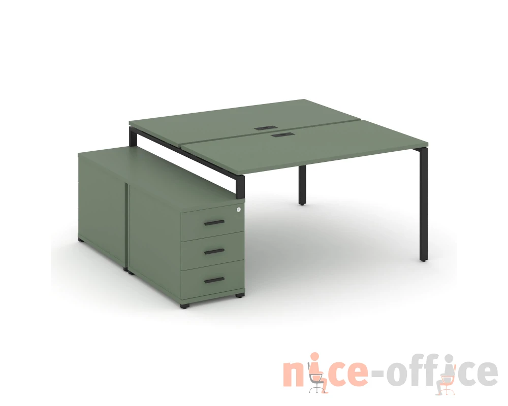 Рабочая станция 2 места с двухсторонней опорной тумбой CN.DRS-301 B 980/1346x1480x750 Концепт / Concept