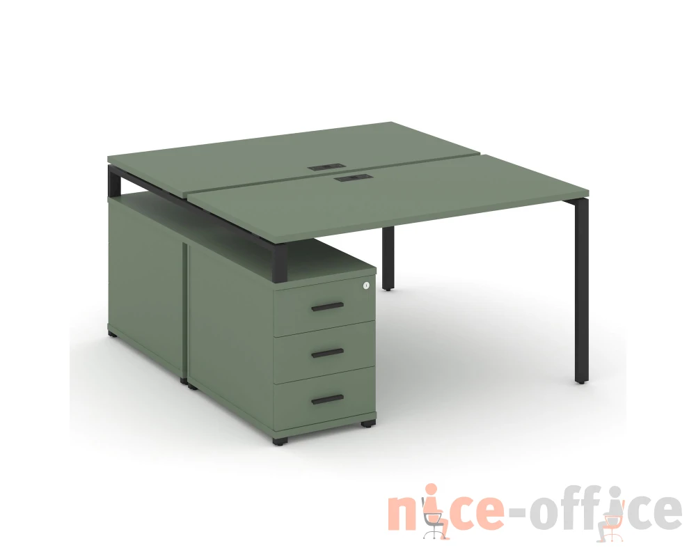 Рабочая станция 2 места с двухсторонней опорной тумбой CN.DRS-301 B 980/1346x1480x750 Концепт / Concept