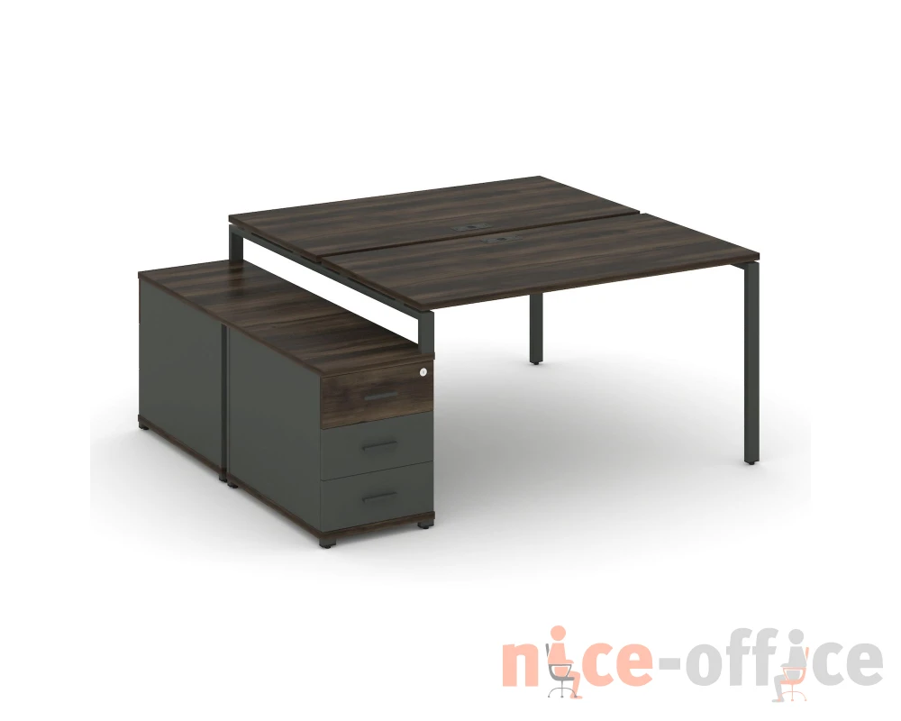 Рабочая станция 2 места с двухсторонней опорной тумбой CN.DRS-301 W 980/1346x1480x750 Концепт / Concept