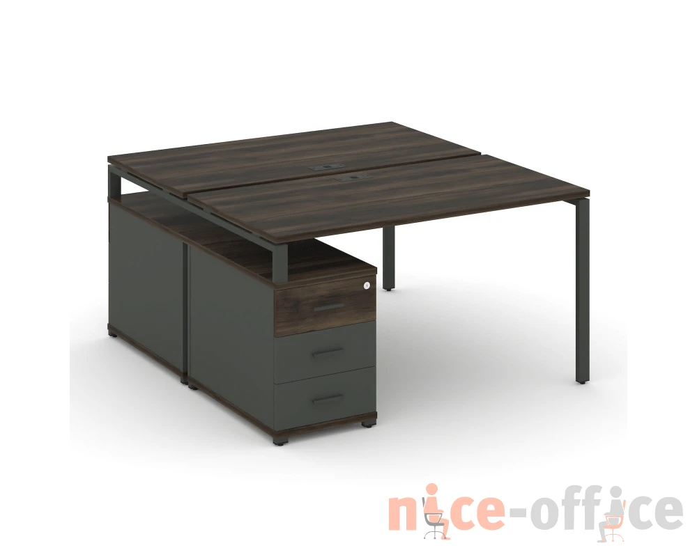 Рабочая станция 2 места с двухсторонней опорной тумбой CN.DRS-301 W 980/1346x1480x750 Концепт / Concept