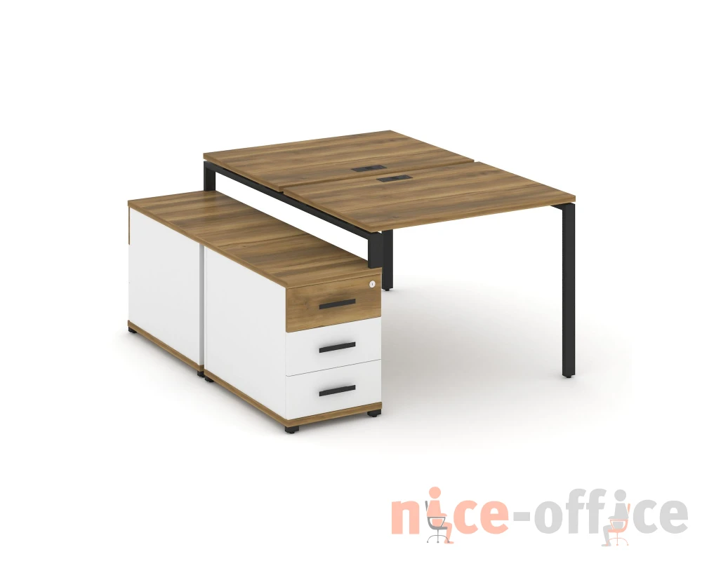 Рабочая станция 2 места с двухсторонней опорной тумбой CN.DRS-301 W 980/1346x1480x750 Концепт / Concept