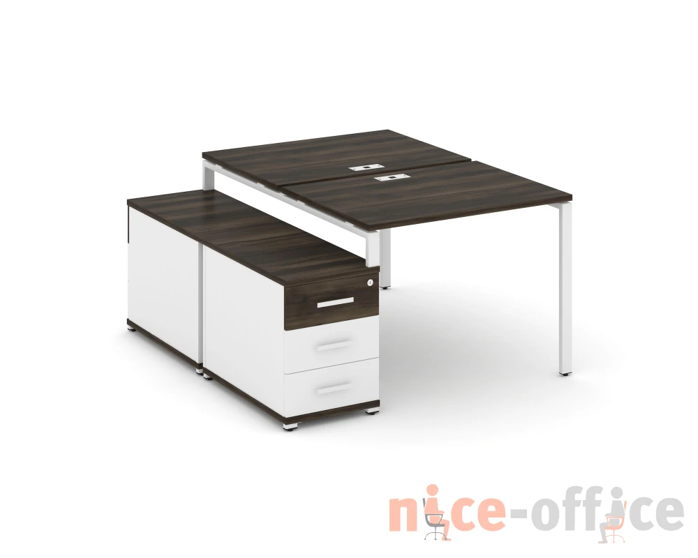 Рабочая станция 2 места с двухсторонней опорной тумбой CN.DRS-301 W 980/1346x1480x750 Концепт / Concept