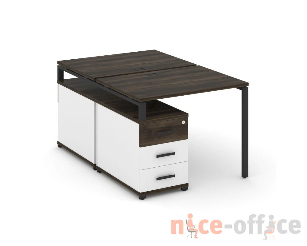 Рабочая станция 2 места с двухсторонней опорной тумбой CN.DRS-301 W 980/1346x1480x750 Концепт / Concept