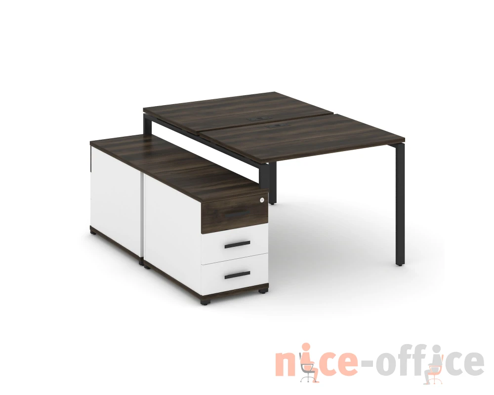 Рабочая станция 2 места с двухсторонней опорной тумбой CN.DRS-301 W 980/1346x1480x750 Концепт / Concept