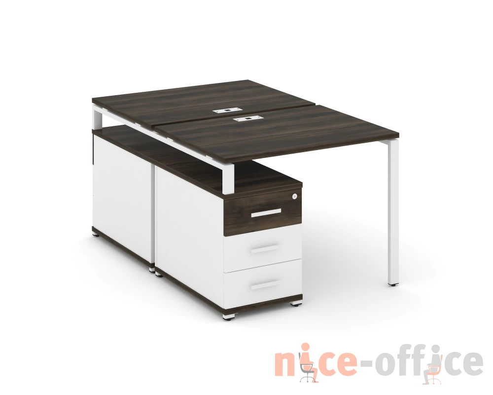 Рабочая станция 2 места с двухсторонней опорной тумбой CN.DRS-301 W 980/1346x1480x750 Концепт / Concept
