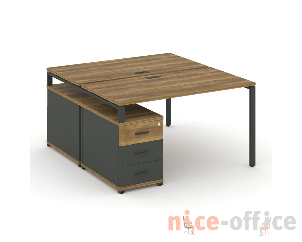 Рабочая станция 2 места с двухсторонней опорной тумбой CN.DRS-301 W 980/1346x1480x750 Концепт / Concept