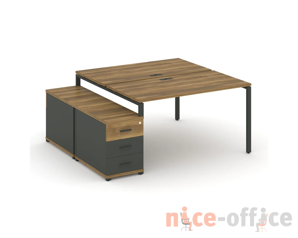 Рабочая станция 2 места с двухсторонней опорной тумбой CN.DRS-301 W 980/1346x1480x750 Концепт / Concept
