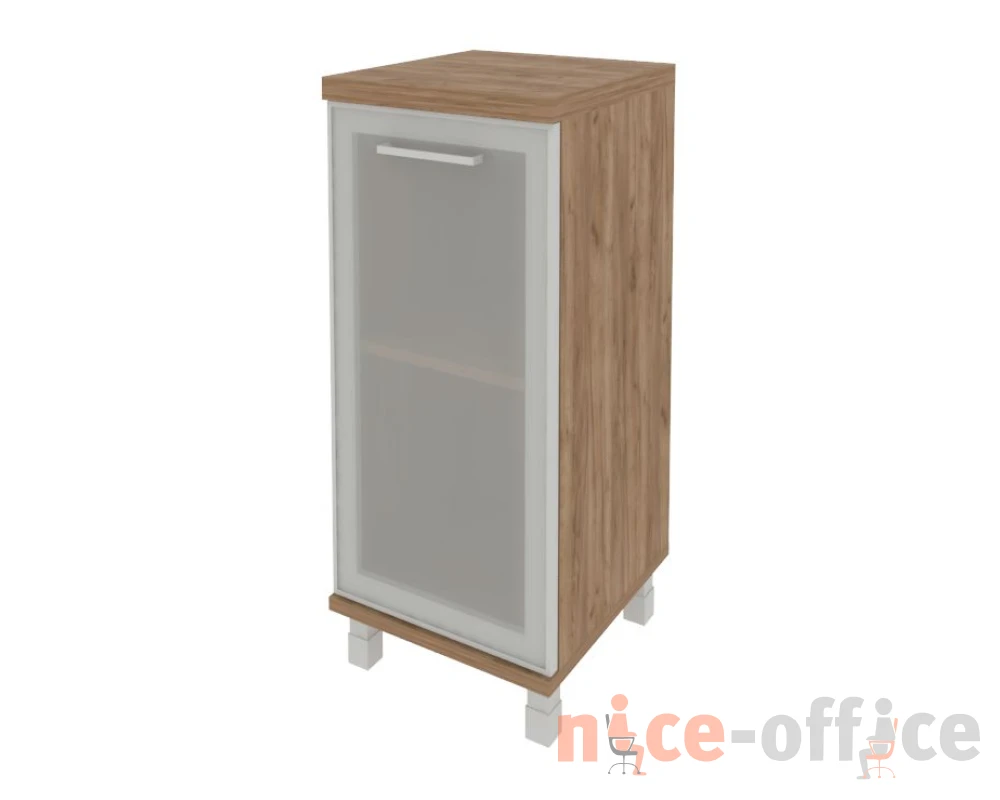 Шкаф низкий узкий 1 низкая дверь стекло в раме правый 401x432x958 Фёст / First
