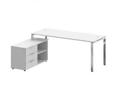 Стол рабочий руководителя с опорной тумбой левый 1900x1520x750 Metal System Direct