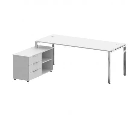 Стол рабочий руководителя с опорной тумбой левый 2100x1620x750 Metal System Direct