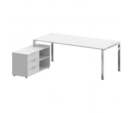 Стол рабочий руководителя с опорной тумбой левый 2100x1720x750 Metal System Direct