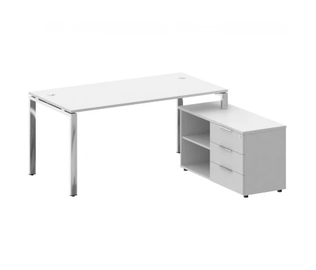 Стол рабочий руководителя с опорной тумбой правый 1700x1620x750 Metal System Direct