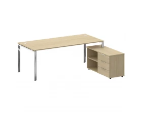 Стол рабочий руководителя с опорной тумбой правый 2100x1720x750 Metal System Direct images