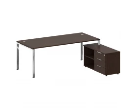 Стол рабочий руководителя с опорной тумбой правый 2100x1720x750 Metal System Direct images