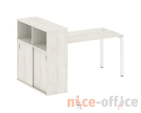 Стол письменный на П-образном м/к с опорным шкафом-купе 181x112x109,8 Метал Систем / Metal System images