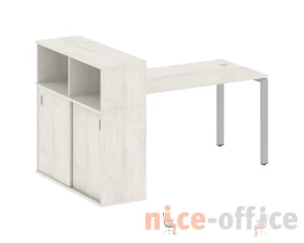 Стол письменный на П-образном м/к с опорным шкафом-купе 181x112x109,8 Метал Систем / Metal System images