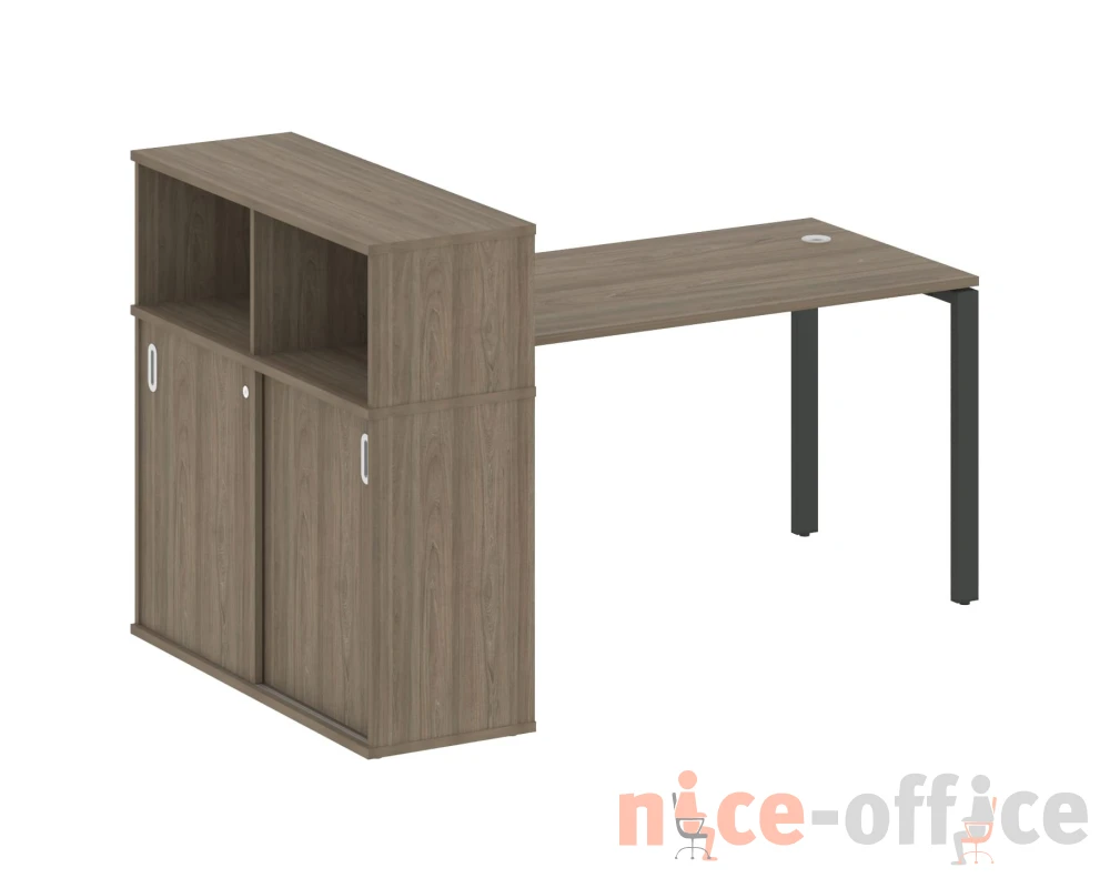 Стол письменный на П-образном м/к с опорным шкафом-купе 181x112x109,8 Метал Систем / Metal System