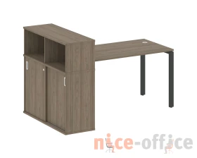 Стол письменный на П-образном м/к с опорным шкафом-купе 181x112x109,8 Метал Систем / Metal System images