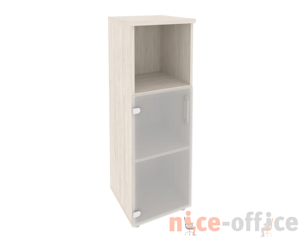 Шкаф средний узкий левый (1 низкий фасад стекло) 400x420x1207 Оникс / Onix