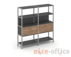 Двухсекционный стеллаж четырехярусный с ящиками 1590х400х1613 Шелф Систем / Shelf System images
