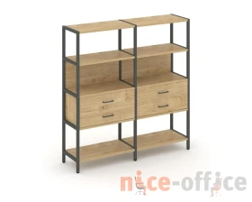 Двухсекционный стеллаж четырехярусный с ящиками 1590х400х1613 Шелф Систем / Shelf System images
