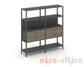 Двухсекционный стеллаж четырехярусный с ящиками 1590х400х1613 Шелф Систем / Shelf System images