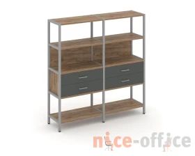 Двухсекционный стеллаж четырехярусный с ящиками 1590х400х1613 Шелф Систем / Shelf System images