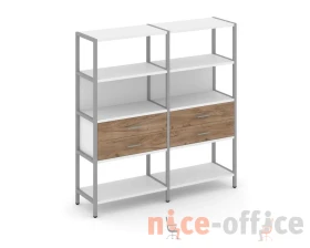 Двухсекционный стеллаж четырехярусный с ящиками 1590х400х1613 Шелф Систем / Shelf System images