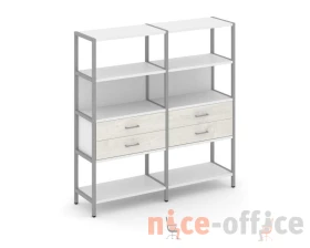 Двухсекционный стеллаж четырехярусный с ящиками 1590х400х1613 Шелф Систем / Shelf System images