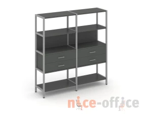 Двухсекционный стеллаж четырехярусный с ящиками 1590х400х1613 Шелф Систем / Shelf System images