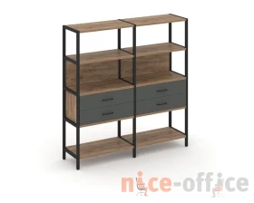 Двухсекционный стеллаж четырехярусный с ящиками 1590х400х1613 Шелф Систем / Shelf System images