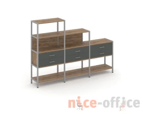 Трехсекционный стеллаж четырех/трех/двухярусный с ящиками 2730х400х1613 Шелф Систем / Shelf System images