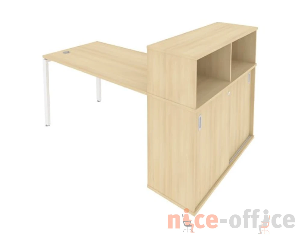 Стол письменный на П-образном м/к с опорным шкафом-купе 181x112x109,8 Метал Систем / Metal System