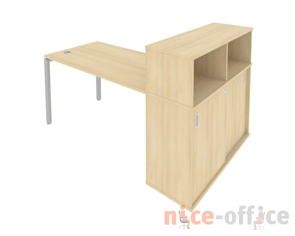 Стол письменный на П-образном м/к с опорным шкафом-купе 181x112x109,8 Метал Систем / Metal System