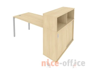Стол письменный на П-образном м/к с опорным шкафом-купе 181x112x109,8 Метал Систем / Metal System images
