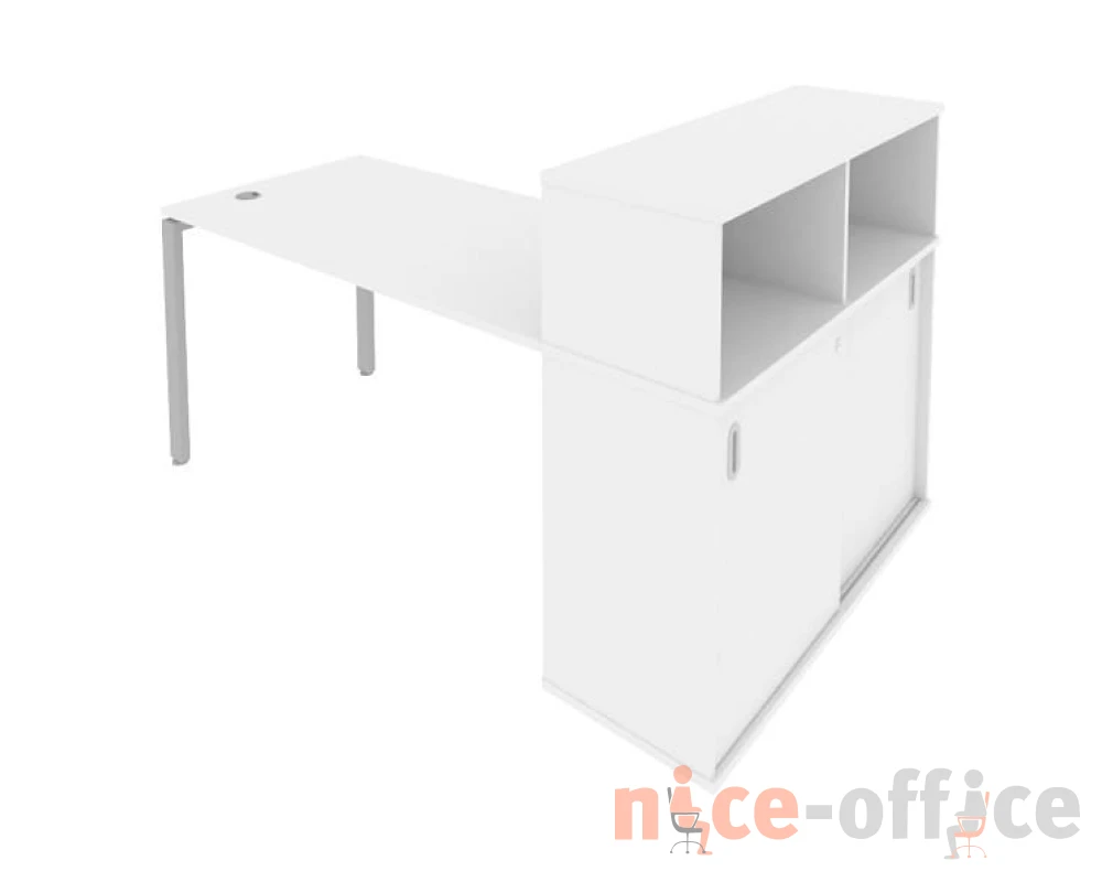 Стол письменный на П-образном м/к с опорным шкафом-купе 181x112x109,8 Метал Систем / Metal System