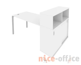 Стол письменный на П-образном м/к с опорным шкафом-купе 181x112x109,8 Метал Систем / Metal System images