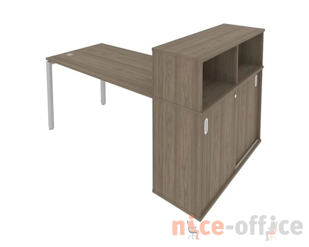 Стол письменный на П-образном м/к с опорным шкафом-купе 181x112x109,8 Метал Систем / Metal System