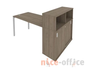 Стол письменный на П-образном м/к с опорным шкафом-купе 181x112x109,8 Метал Систем / Metal System images