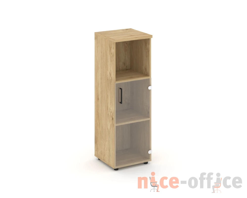 Шкаф средний узкий правый прозр. стекло с нишей 400x400x1203 зад. стенка HDF Стайл Проджект / Style Project