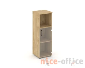 Шкаф средний узкий правый прозр. стекло с нишей 400x400x1203 зад. стенка HDF Стайл Проджект / Style Project images