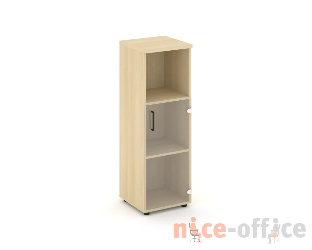 Шкаф средний узкий правый прозр. стекло с нишей 400x400x1203 зад. стенка HDF Стайл Проджект / Style Project