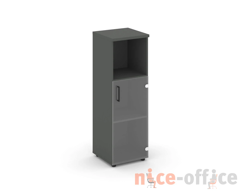 Шкаф средний узкий правый прозр. стекло с нишей 400x400x1203 зад. стенка HDF Стайл Проджект / Style Project