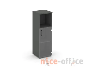 Шкаф средний узкий правый прозр. стекло с нишей 400x400x1203 зад. стенка HDF Стайл Проджект / Style Project images