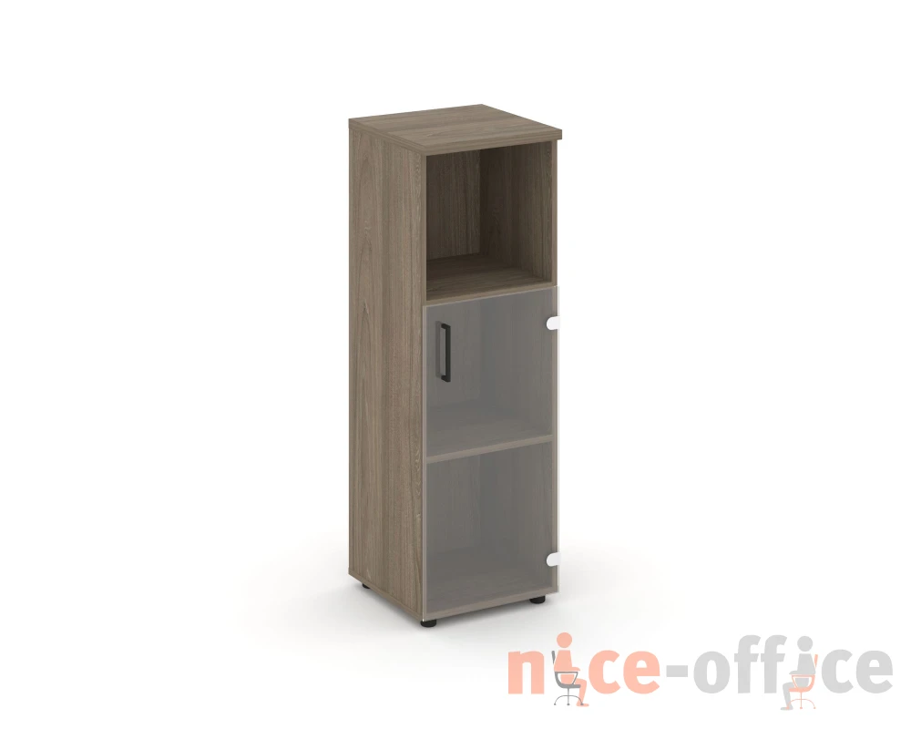Шкаф средний узкий правый прозр. стекло с нишей 400x400x1203 зад. стенка HDF Стайл Проджект / Style Project