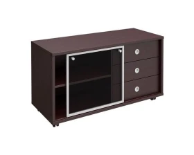 Тумба выкатная 3 ящика без замка стеклянная дверь купе в алюминиевой раме 120,2x50x66 Born images